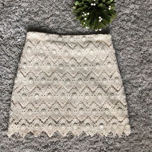 Cream Beaded Mini Skirt
